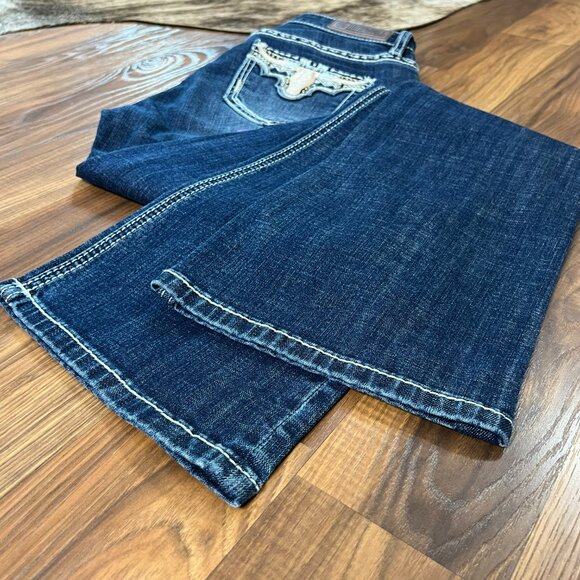 Rock & Roll Denim Mid Rise Bootcut Longhorn Women's Western Jeans (26x34) NEW - Picture 10 of 13